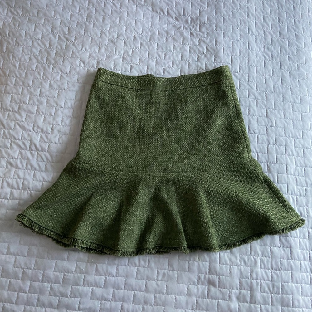 Ann Taylor Tweed Skirt | Fit and Flare | Green | 0 | NWOT | Fall Skirt